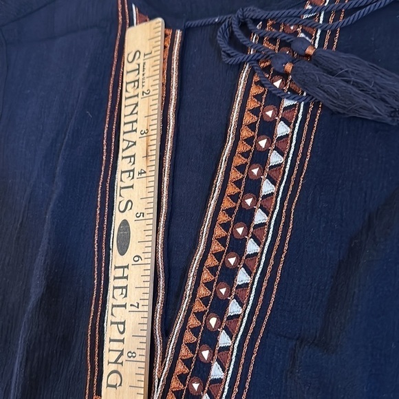 NEW J. Crew Blouse Tank Aztec XS Cotton Blouse Top Navy Southwest Vibe - Picture 14 of 15